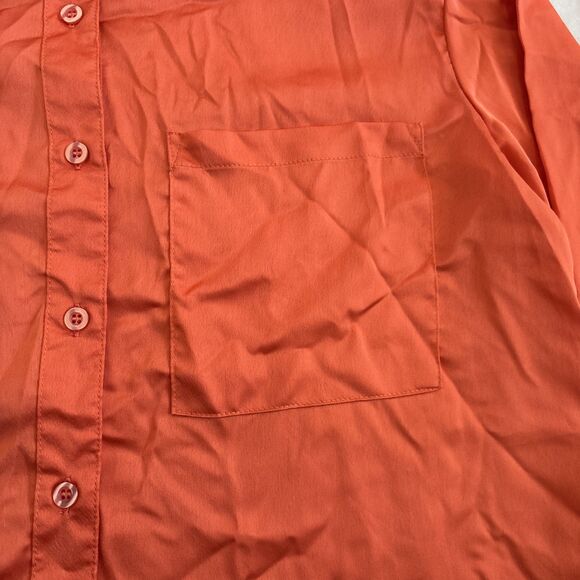 Nasty Gal Orange Button Up Shirt Top Blouse Size 8 - Picture 2 of 6